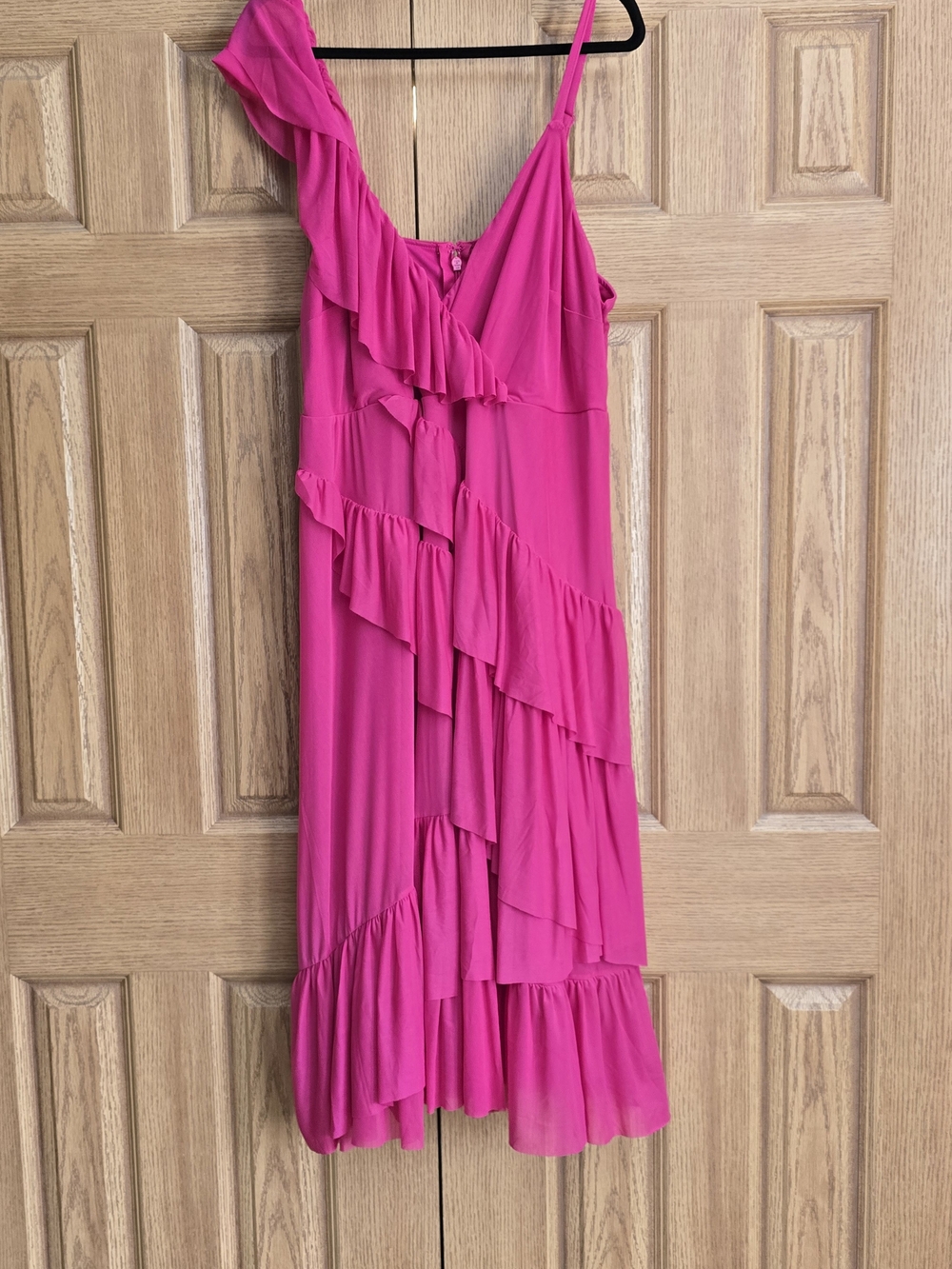 torrid Hot Pink One-Shoulder Ruffle Midi Dress